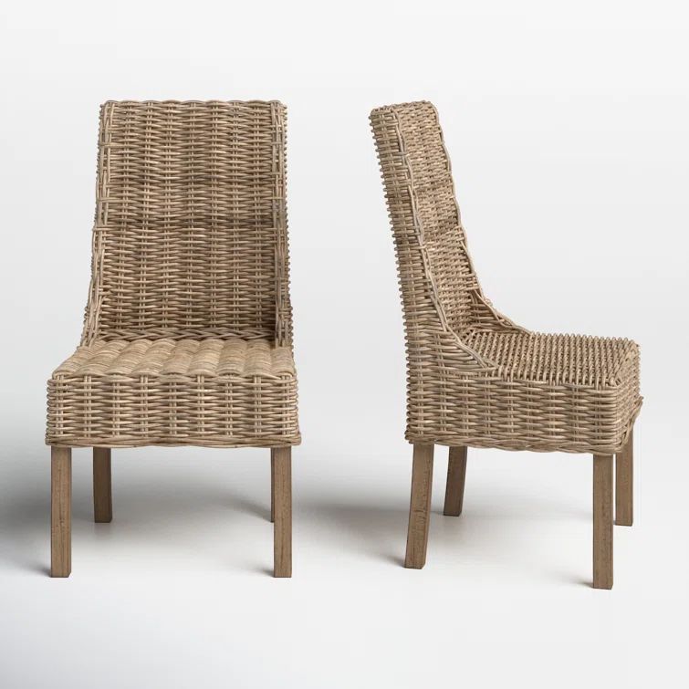 Transitional Suncoast 20" Natural Rattan Arm Chair, Brown