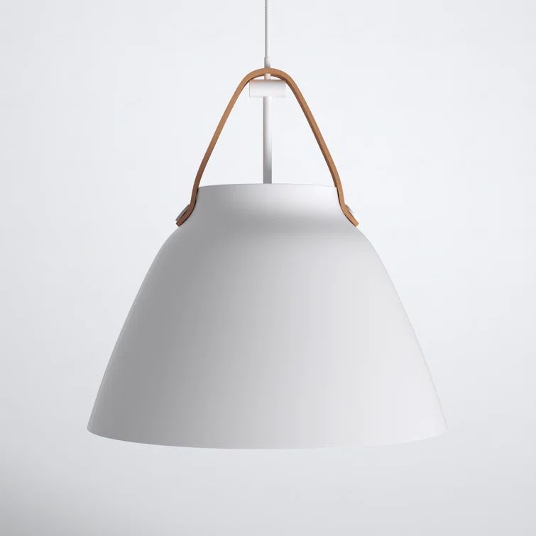 Gianni White and Tan Leather Dome Pendant Light