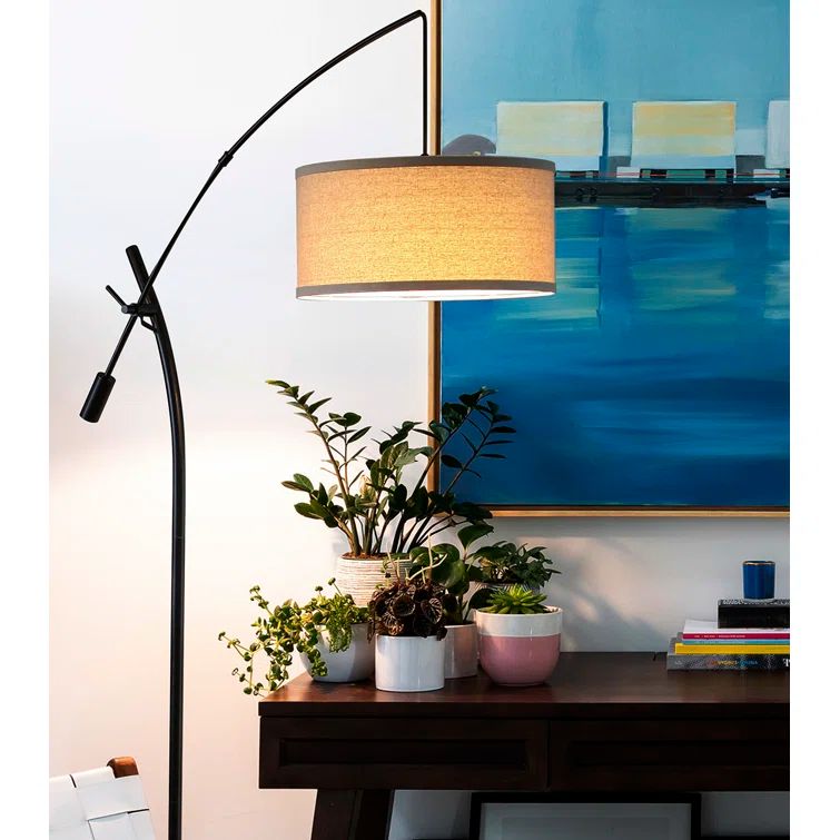 Brightech Grayson Modern Arc LED Floor Lamp - Adjustable Height, Black