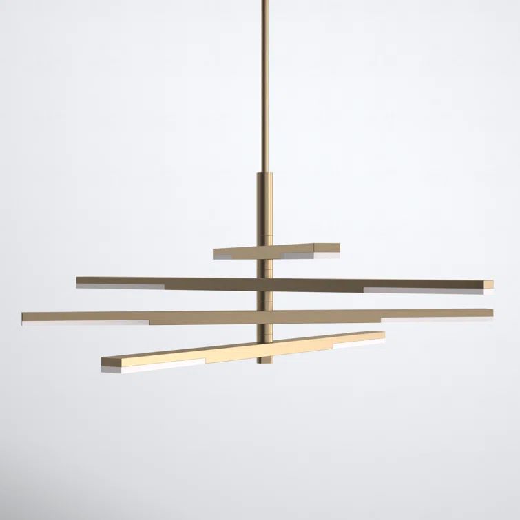 Eclat Geometric Brushed Brass LED Chandelier with Crystal Accents