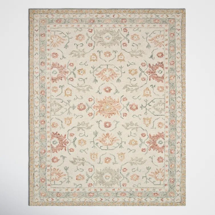 Handmade Ivory Oriental Wool Rug, 7'9" x 9'9"