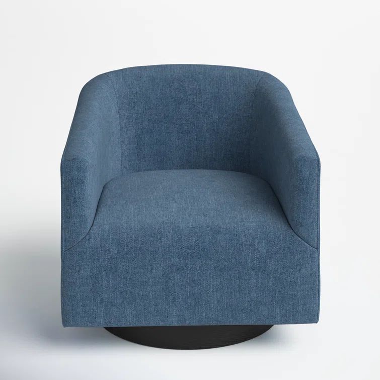Cadet Blue Wood Swivel Barrel Comfort Chair