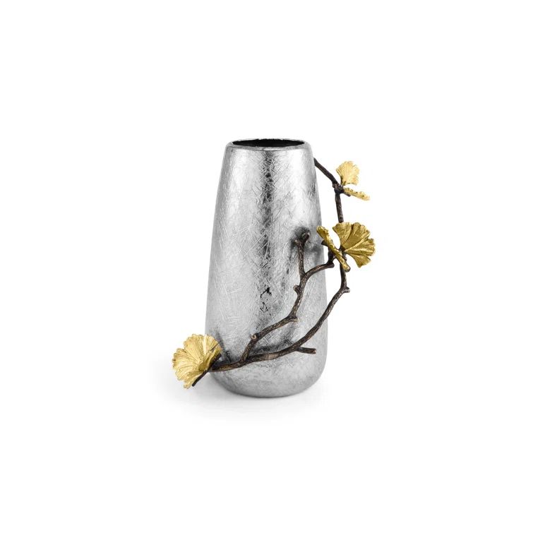 Silver and Gold Metallic Brass Bud Vase