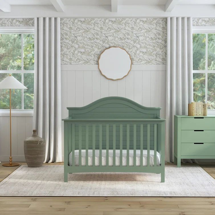 Nolan Light Sage Pine Convertible Crib with Toddler Bed Kit