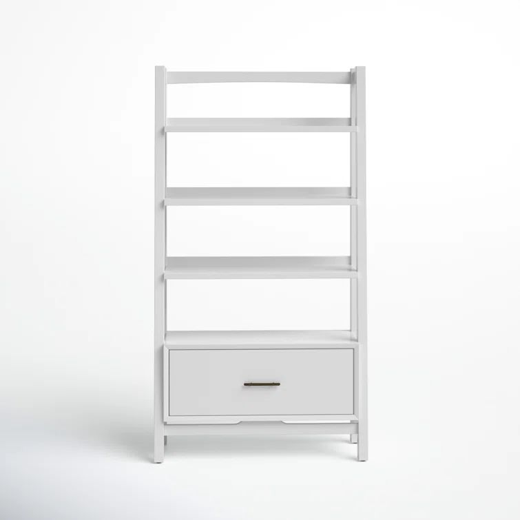 Mid-Century Modern White Wood Large Etagere Bookcase