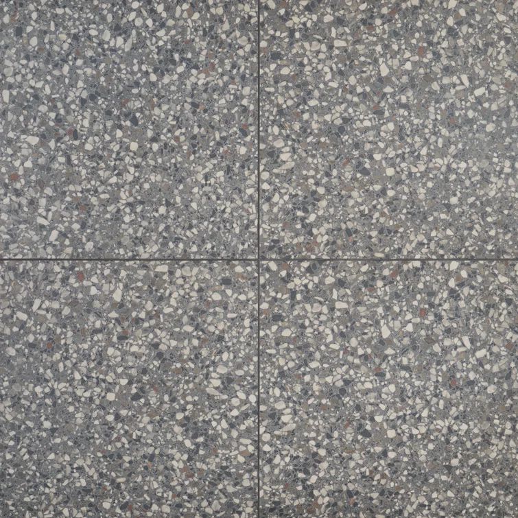 Bryant Charcoal Gray 24" Matte Porcelain Terrazzo Look Tile