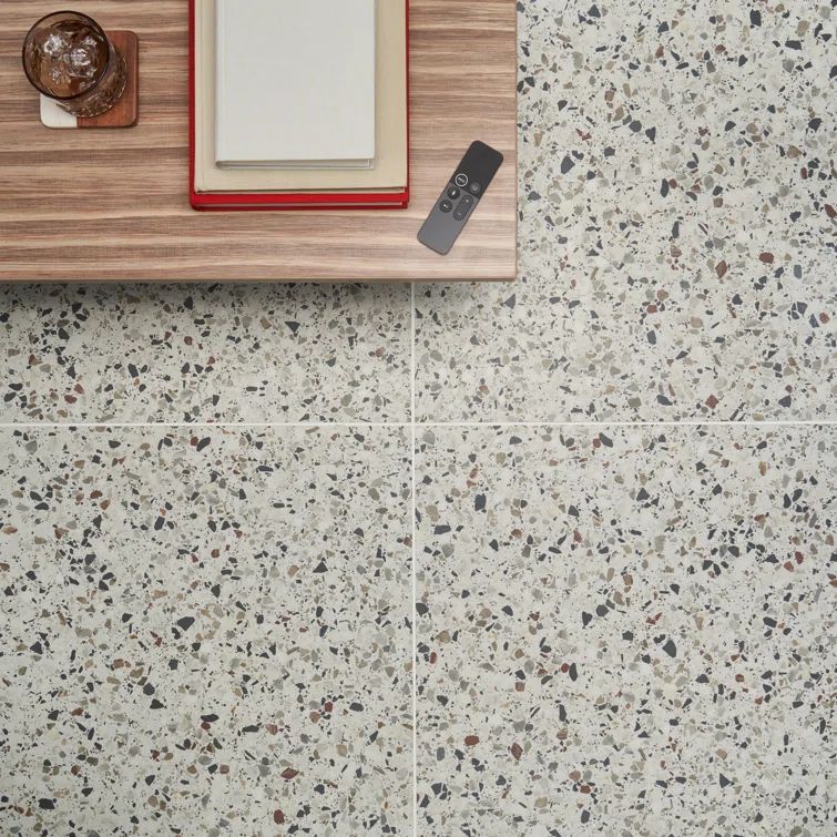Bryant Ice White 24x24 Matte Porcelain Terrazzo Tile