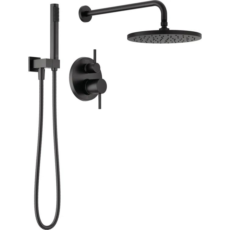 Matte Black Modern Rain Shower System with Handheld Spray