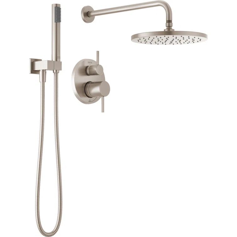 Spotshield Brushed Nickel Rain Shower System with Handheld Spray