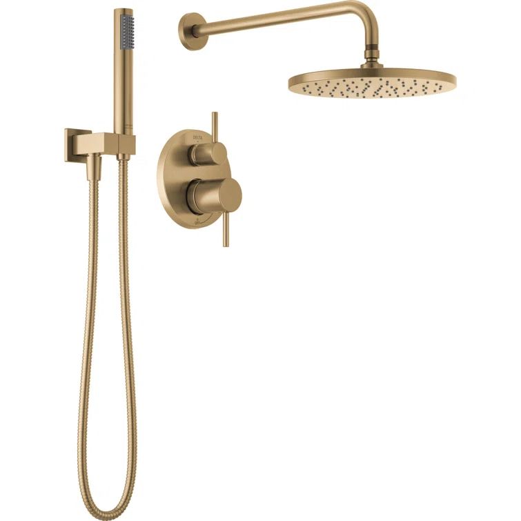 Champagne Bronze Modern Rain Shower System with Handheld Spray