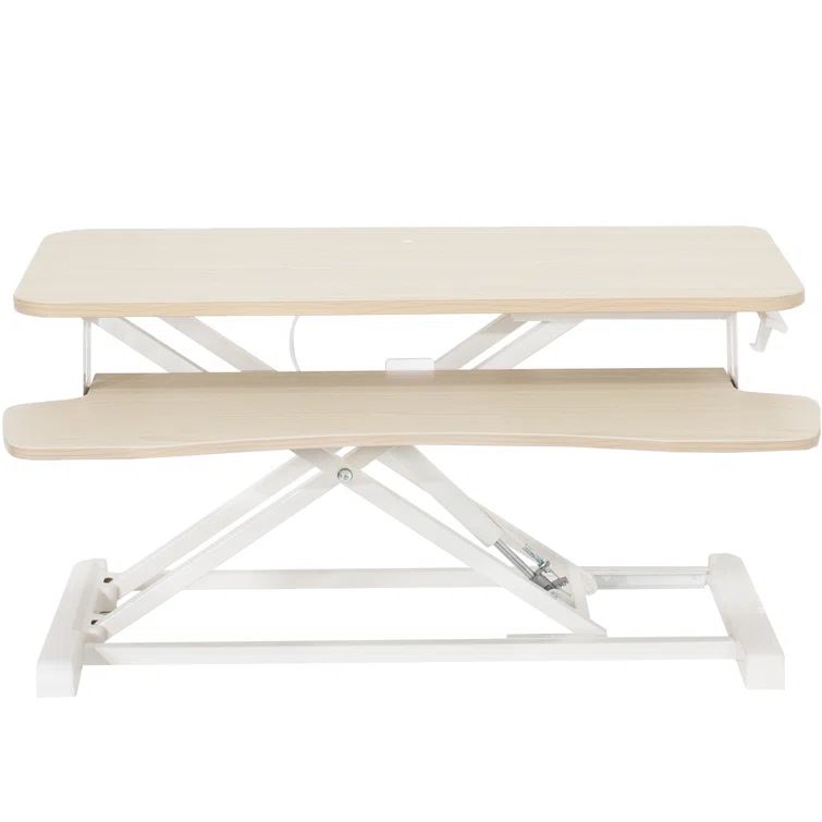 Light Wood 32" Pneumatic Spring Sit-to-Stand Desk Riser