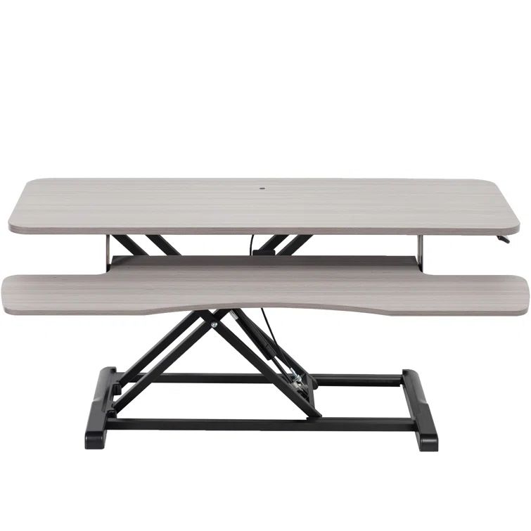 Gray and Black 42" Adjustable Standing Desk Converter with Steel Frame