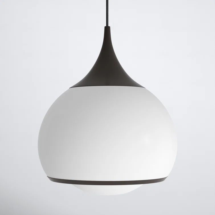 Reese Opal Glass & Aged Brass 14" Globe Pendant Light