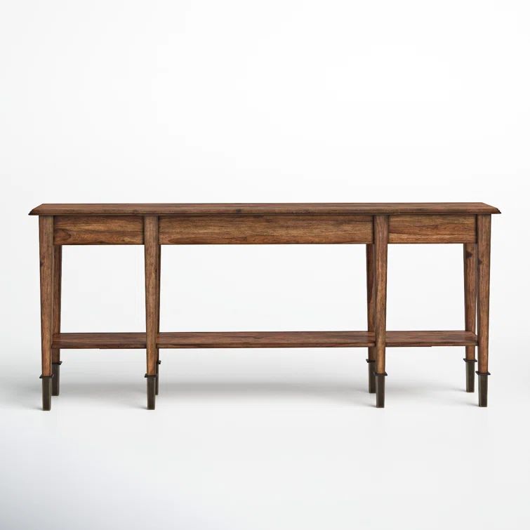 Traditional Brown Solid Wood Rectangular Console Table with Storage