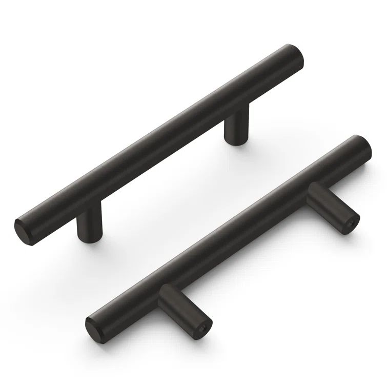 Brushed Black Nickel Modern Bar Cabinet Pulls with Mounting Hardware