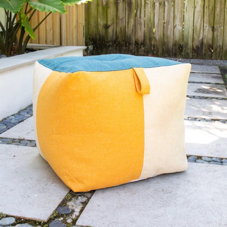 Sunset Block Intertwist Square Ottoman with Polyester Fabric