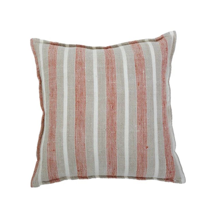 Montecito 20" Square Terra Cotta Striped Linen Pillow