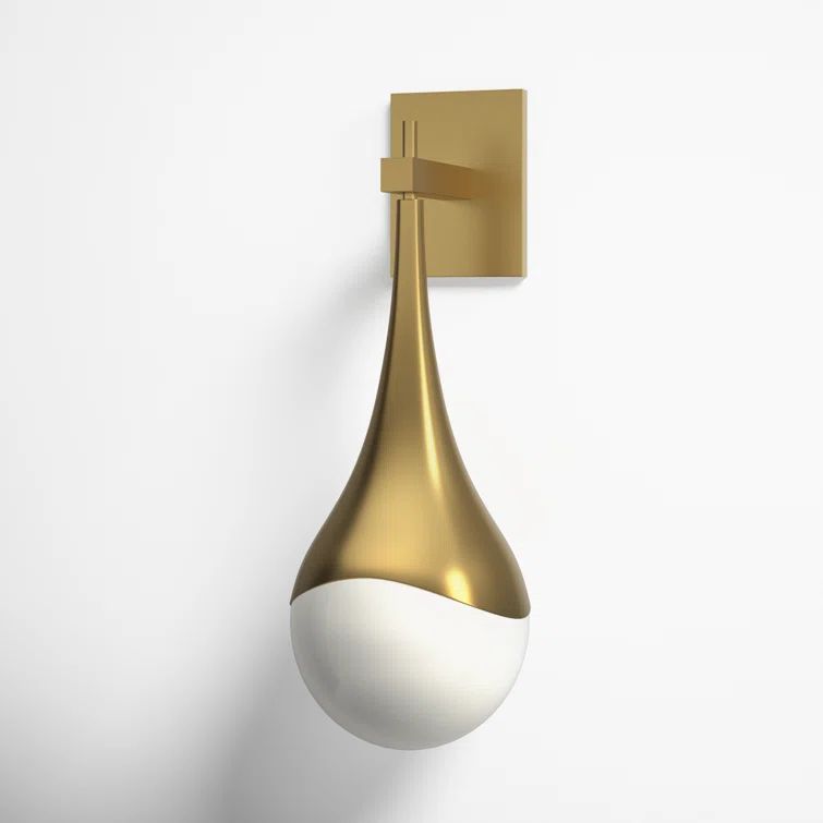 Ariana Aged Brass Dimmable Wall Sconce with Opal Glass Shade