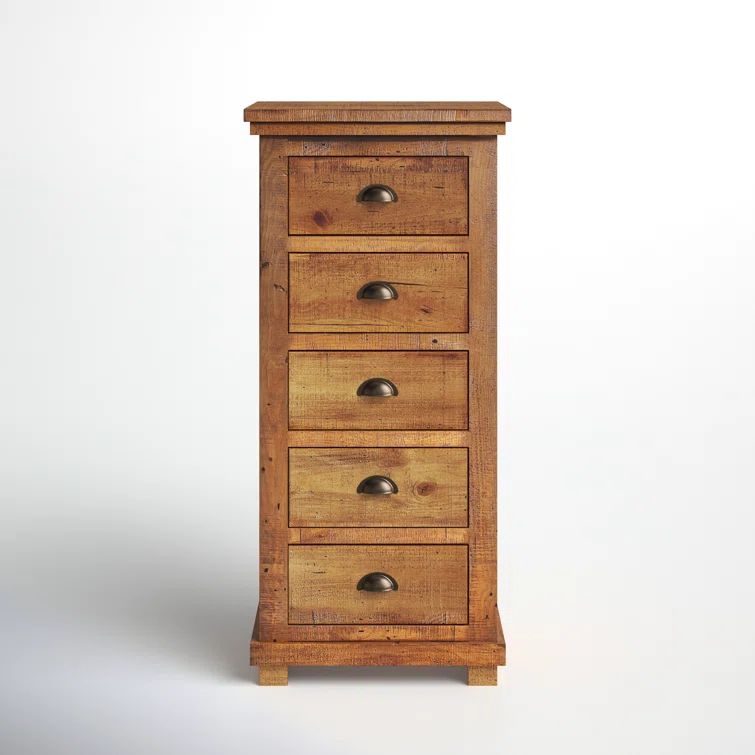Rustic Farmhouse Distressed Pine 5-Drawer Lingerie Chest