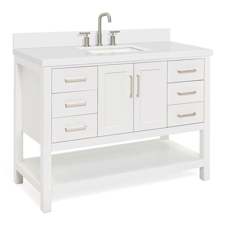 Magnolia 49" White Quartz Single Sink Freestanding Vanity