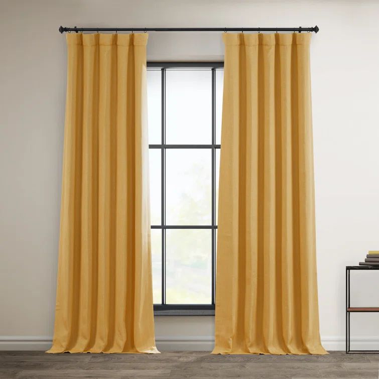 Dandelion Gold Faux Linen Blackout Curtain Panel, 100" x 84"