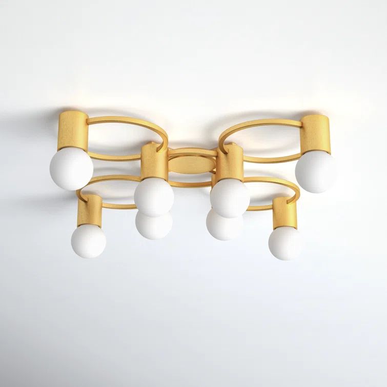 Nique Gold Leaf 28'' Retro 8-Light Flush Mount Fixture