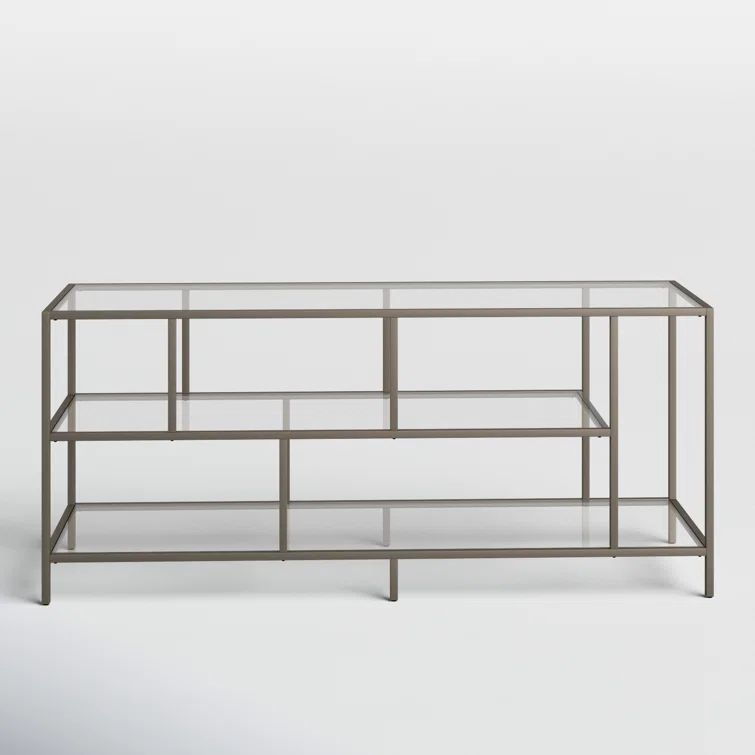 Aged Steel and Glass 55'' Clean-Lined TV Stand