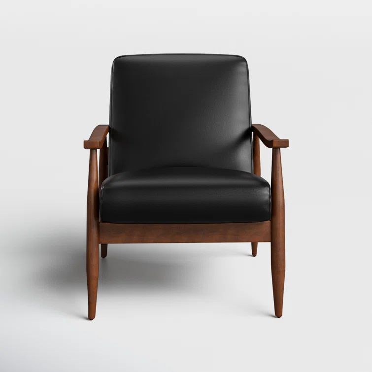 Austin Black Faux Leather Mid-Century Modern Accent Chair