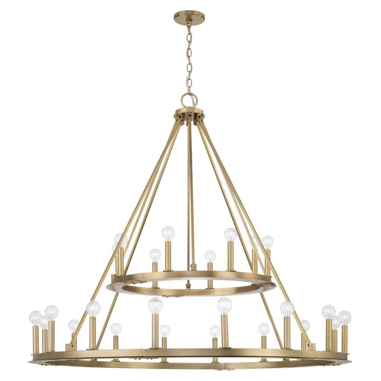 Pearson Aged Brass 24-Light Two-Tier Chandelier