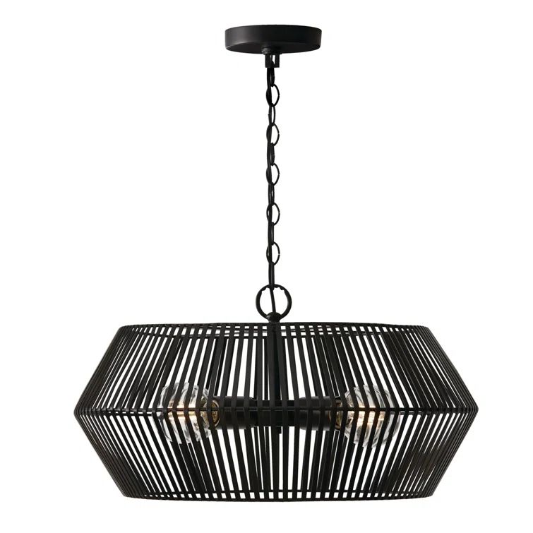 Kaiya Matte Black Metal Drum Pendant Light