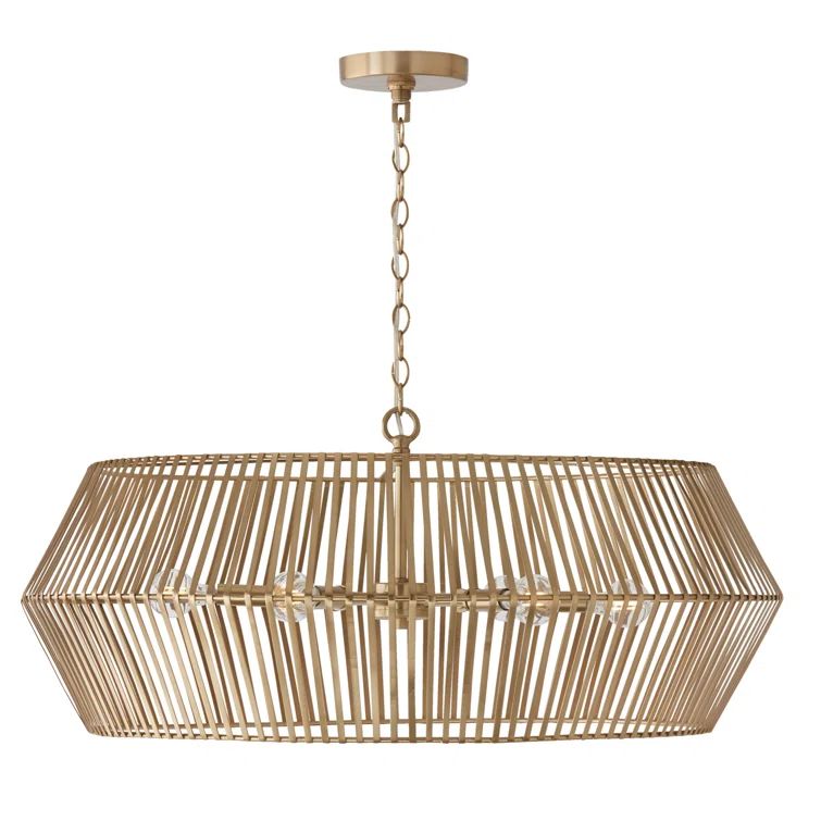 Matte Brass 6-Light Drum Cage Chandelier