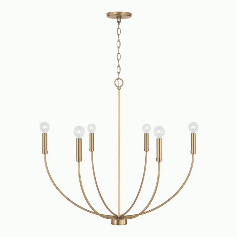 Ansley 6-Light Aged Brass Mid-Century Modern Chandelier