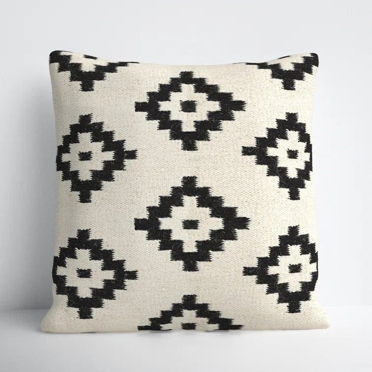 Southwestern Black and White Wool Blend Throw Pillow Set