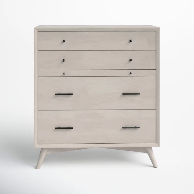 Gray Solid Wood Vertical Chest with Felt Lined Drawers