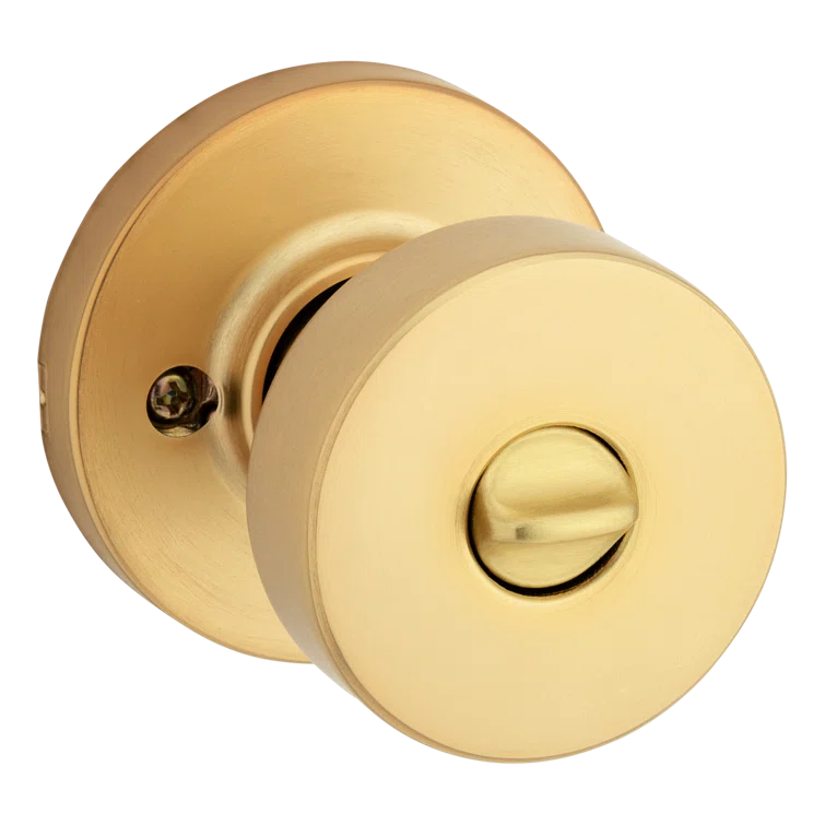 Satin Brass Round Privacy Door Knob for Bed and Bath
