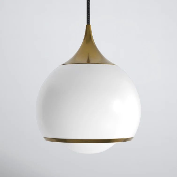 Elegant Aged Brass Mini Pendant with Opal Glass Shade