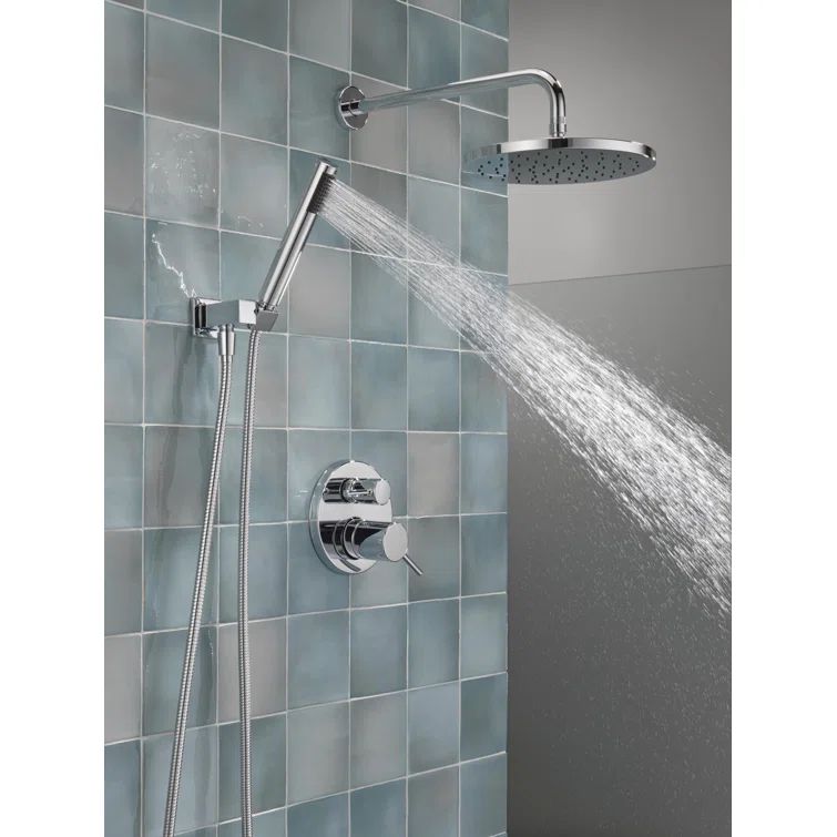 Chrome Multi-Head Rain Shower System with Handheld Spray