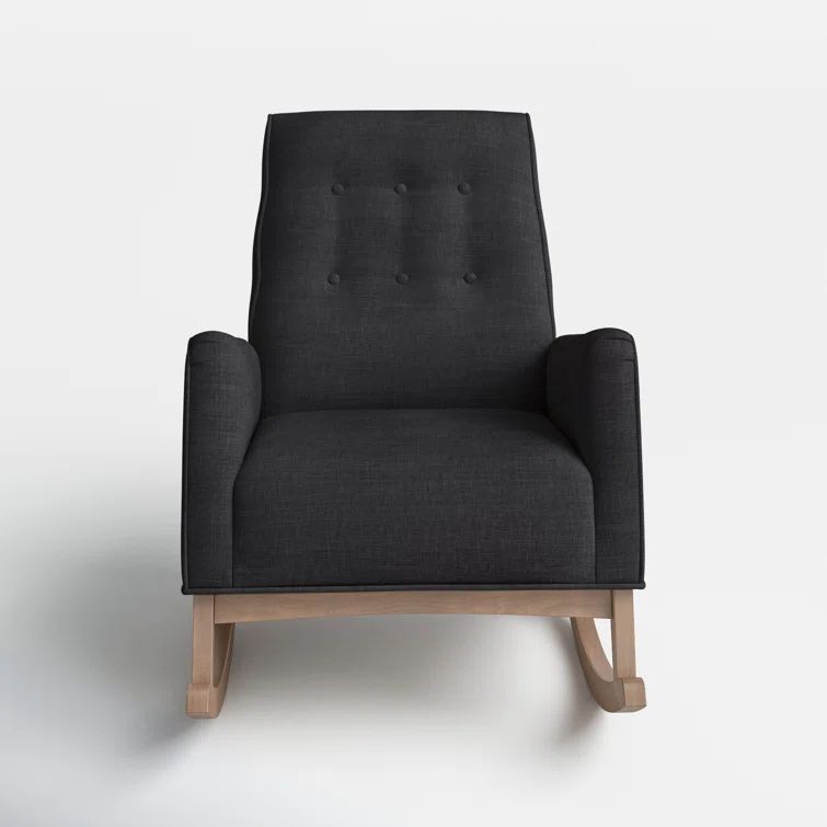 Marlena Mid-Century Modern Dark Grey Whitewash Wood Rocking Chair