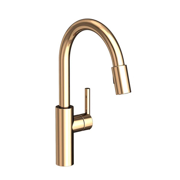 French Gold Single Handle Pull Down Kitchen Faucet