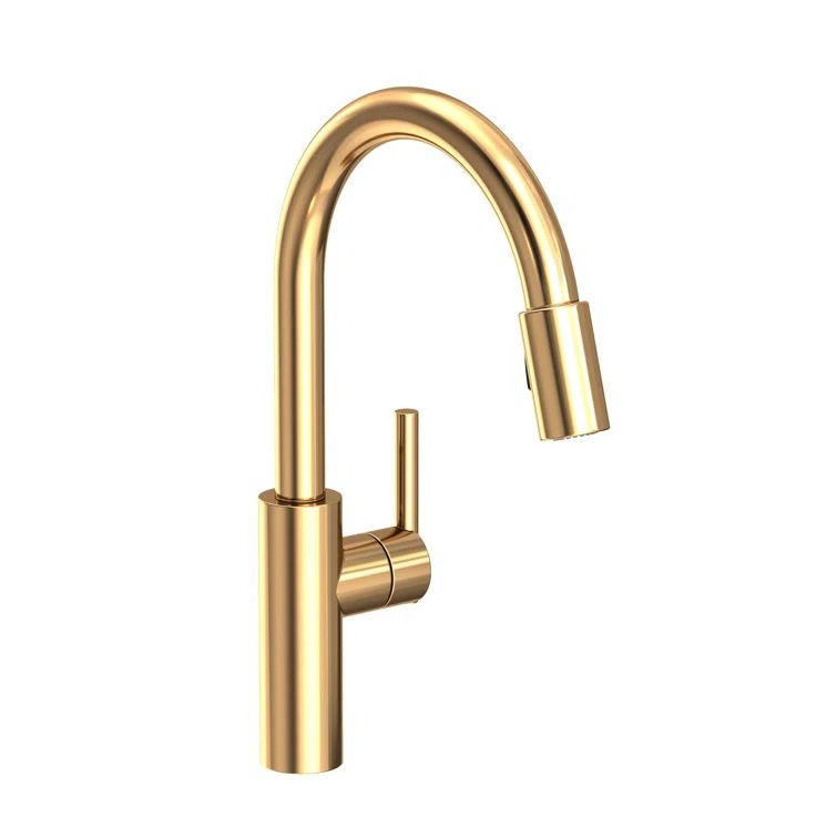 Polished Brass Single Handle Pull-Down Kitchen Faucet