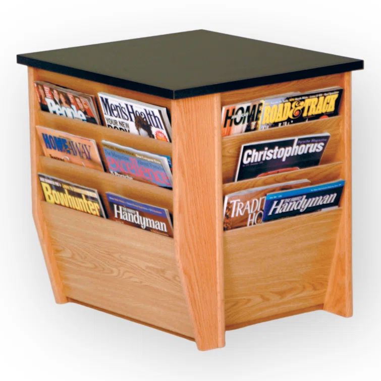 Light Oak and Black Granite Top Rectangular End Table