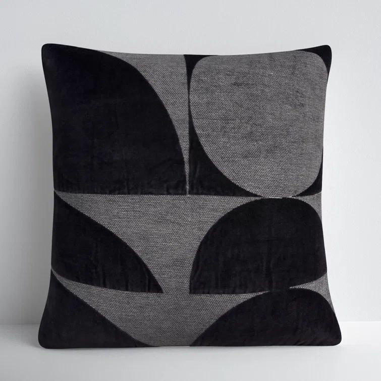 Dark Gray Embroidered Cotton Square Throw Pillow Set