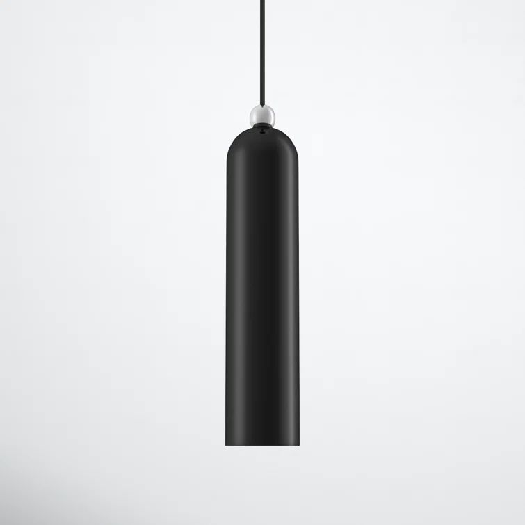 Shiny Black Metal Cylinder Pendant Light