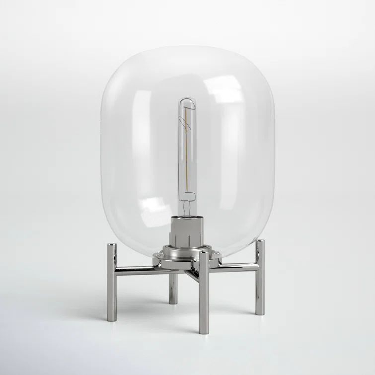 Edison Silver Nickel Finish Globe Glass Table Lamp