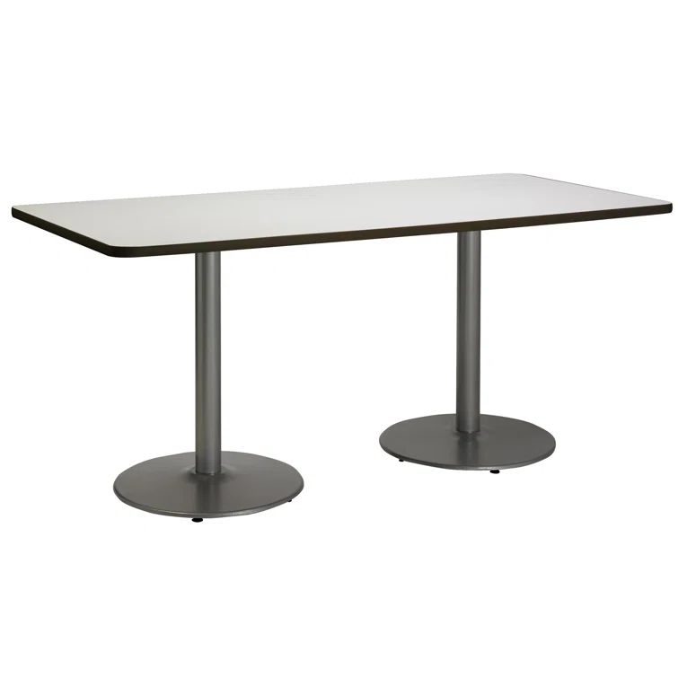 72" Crisp Linen Top Round Silver Base Dining Table