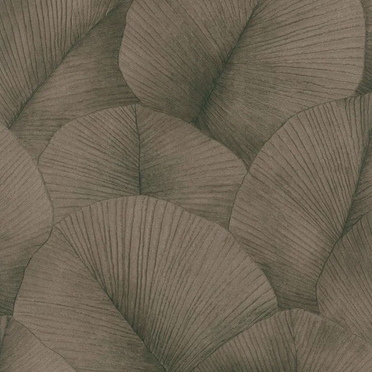 Kumano Brown Embossed Palm Leaf 3D Vinyl Wallpaper Roll