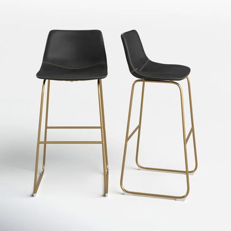 Vintage Flare Modern Touch Faux Leather Barstool with Gold Legs
