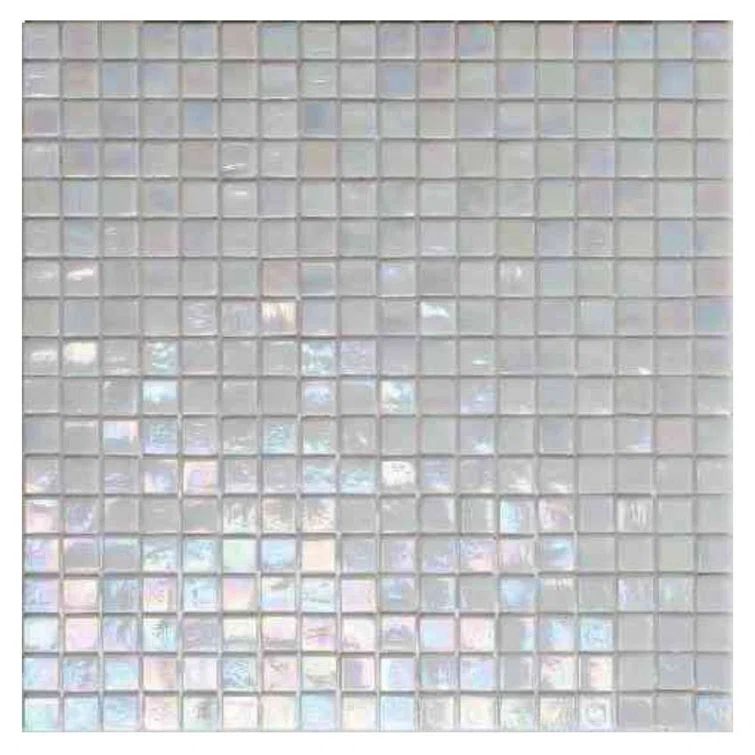 Glossy Iridescent Light Bone White Glass Mosaic Tile