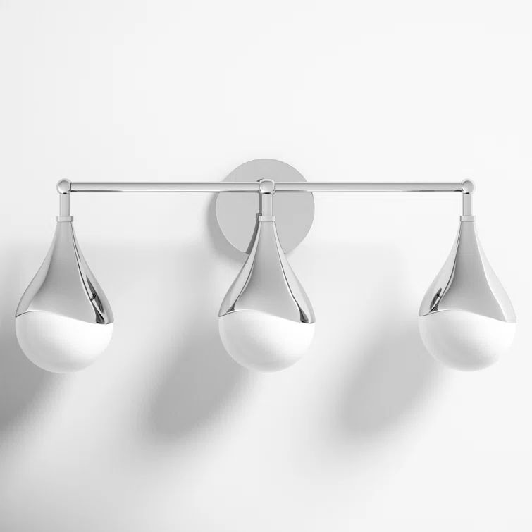 Ariana Polished Nickel 3-Light Outdoor Bath Bracket with Opal Glossy Shade