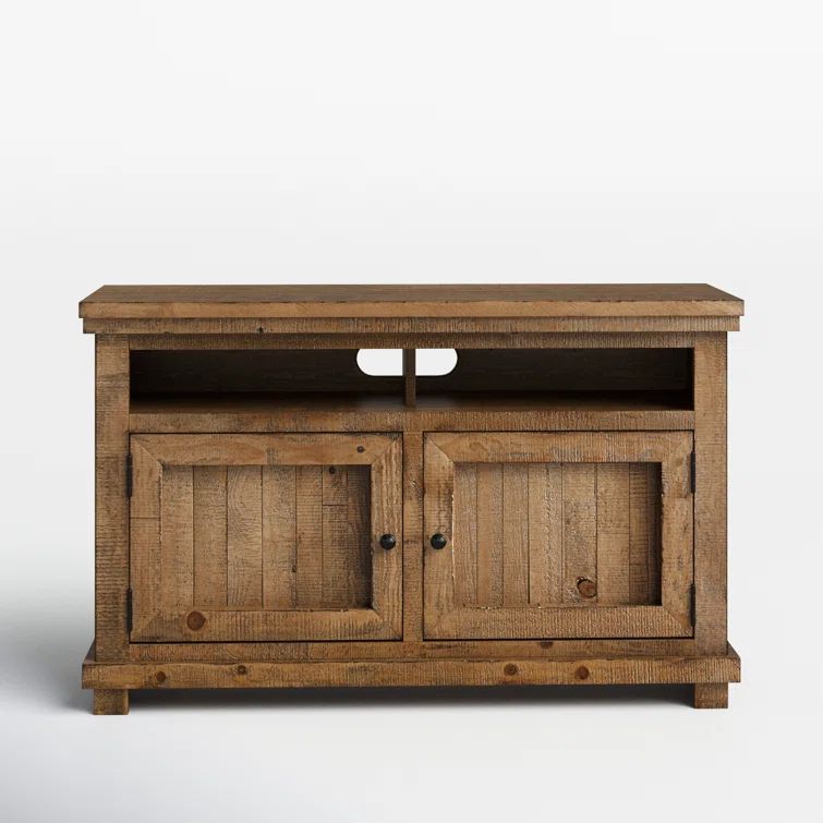 Rustic Distressed Pine 54'' Media Console with Cabinet